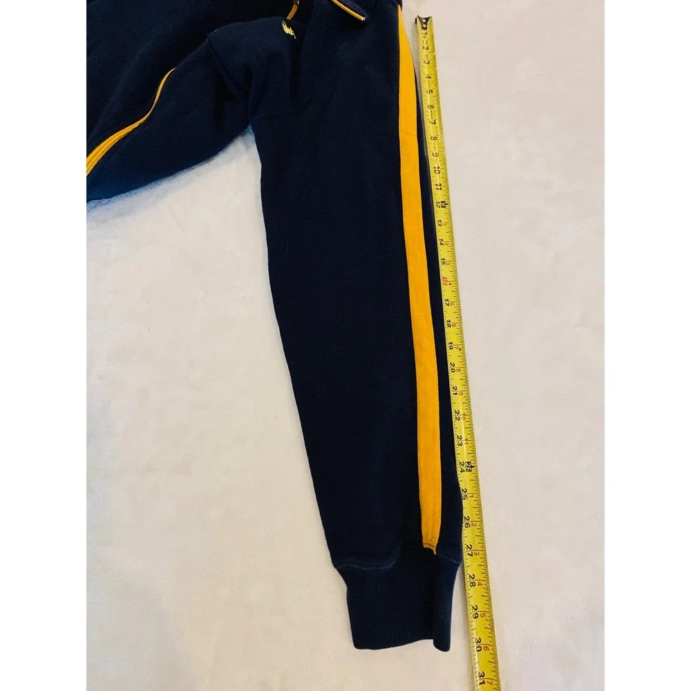 Polo Ralph Lauren Mens Navy Blue Yellow Stripe Full Zip Track Jacket Large
